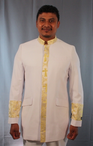 Clergy Suit 22' WHT/GOLD CS22-WHTGOLD